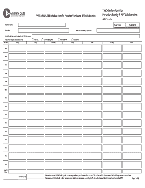 TSS Schedule Form for Prescriber/Family and ISPT Collaboration