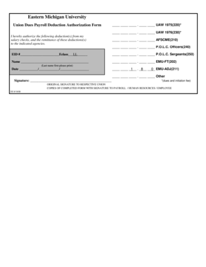 Union Dues Payroll Deduction Authorization Form