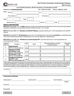 Best Practice Evaluation Authorization Request