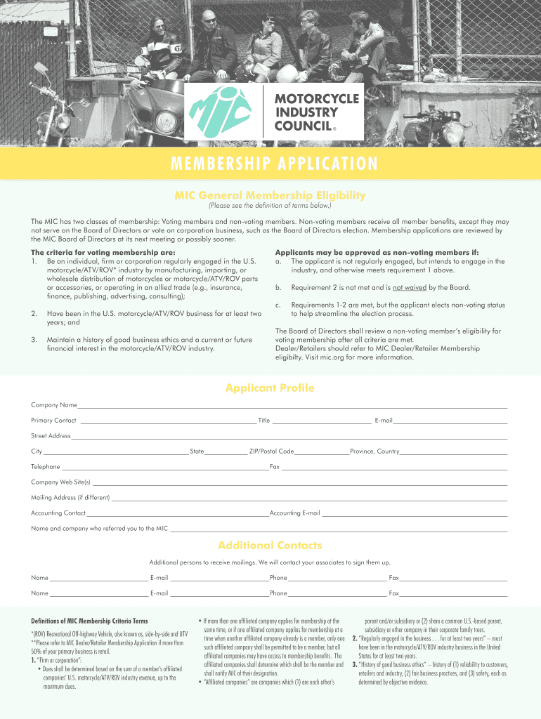 Fillable Online mic MIC General Membership Eligibility Fax Email Print pdfFiller
