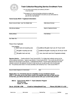 Travis County Trash Collection Enrollment Form