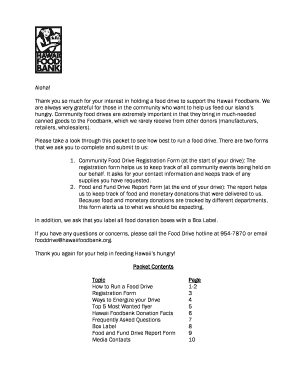 Hawaii Foodbank Community Food Drive Registration Form