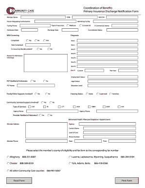 Primary Insurance Discharge Notification Form