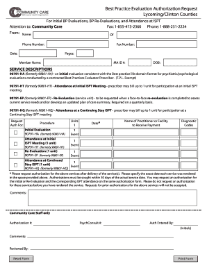 Best Practice Evaluation Authorization Request