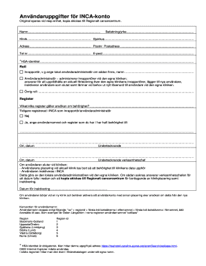 INCA Account User Information Form
