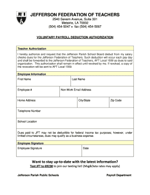 Voluntary Payroll Deduction Authorization