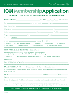 International Congress of Oral Implantologists Membership Application