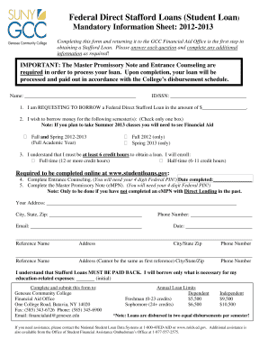 Federal Direct Stafford Loan Application Form