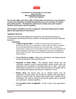 District of Columbia Common Grant Application