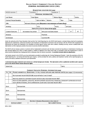 Dallas County Community College Criminal Background Check Form