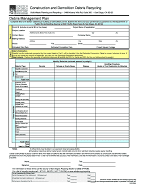 Construction and Demolition Debris Recycling Form