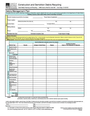 Construction and Demolition Debris Recycling Form