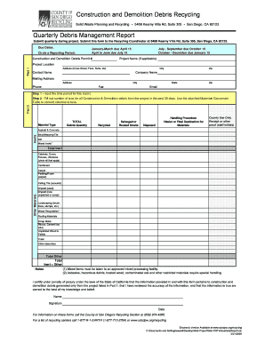 Fillable Online Quarterly Debris Management Report Fax Email Print Pdffiller