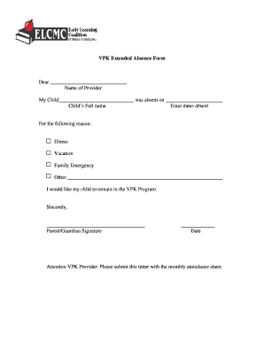 VPK Extended Absence Form