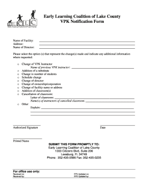 VPK Notification Form