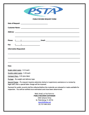 PUBLIC RECORD REQUEST FORM - REQUESTER - psta