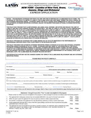 Accountants Professional Liability Insurance Application