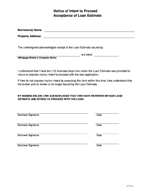 Notice of Intent to Proceed