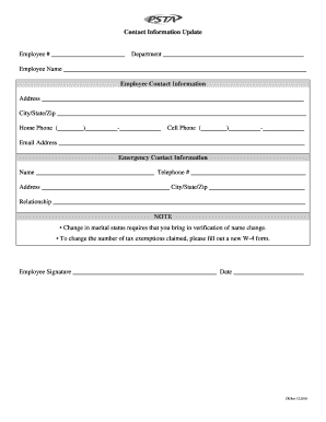 Employee Contact Information Update Form