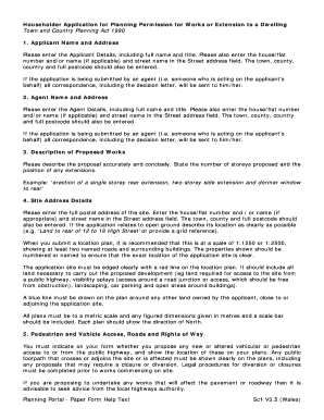 Householder Application for Planning Permission for Works or Extension to a Dwelling