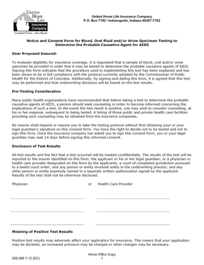 Notice and Consent Form for AIDS Testing