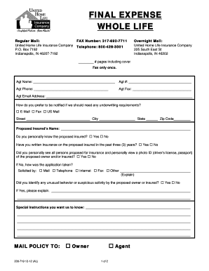 United Home Life Insurance Application