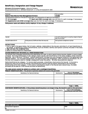 Beneficiary Designation and Change Request