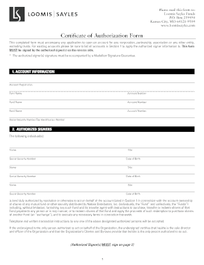 Certificate of Authorization Form