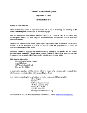 Coweta County School System Invitation to Bid