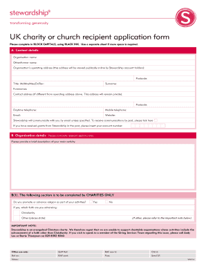 UK Charity or Church Recipient Application Form