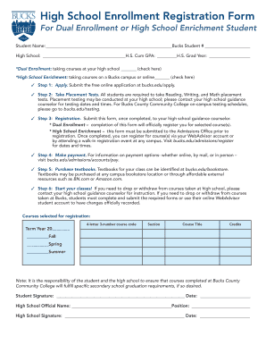 High School Enrollment Registration Form