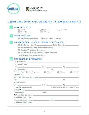 Credit Card Setup Application for US Car Washes