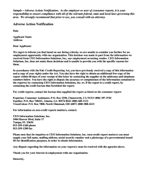 Adverse Action Notification