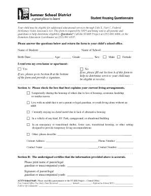 Student Housing Questionnaire