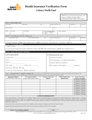 Health Insurance Verification Form