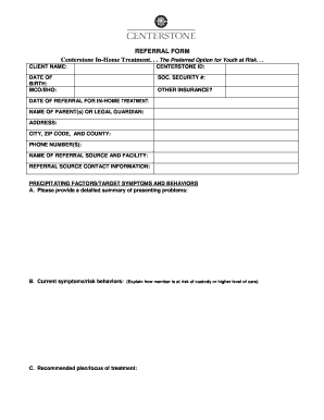 Centerstone In-Home Treatment Referral Form