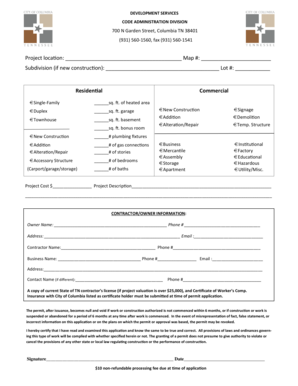 Tennessee Construction Permit Application