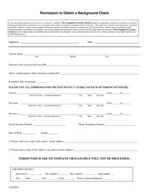 Permission to Obtain a Background Check