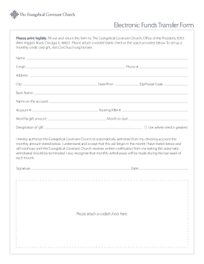 Electronic Funds Transfer Authorization Form
