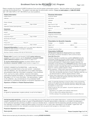 Hycamtin CARES Enrollment Form