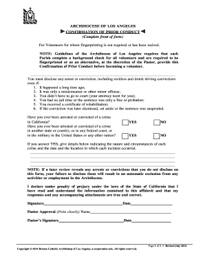 Confirmation of Prior Conduct Form