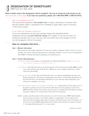 IMRF Beneficiary Designation Form