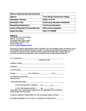 Colorado Continuing Education Schedule Quote Form