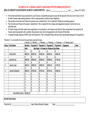 Room & Rent Assignment Form
