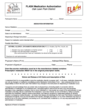 Medication Authorization Form