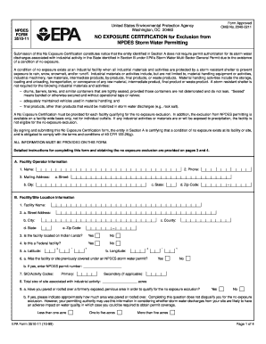 NPDES No Exposure Certification Form