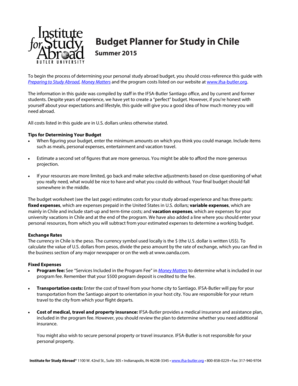 Budget Planner for Study in Chile - ifsa-butlerorg