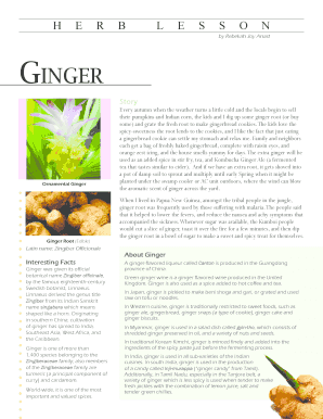 Ginger Root Educational Lesson