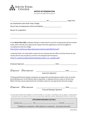 Notice of Resignation