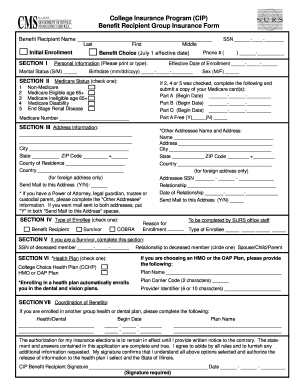 College Insurance Program Enrollment Form